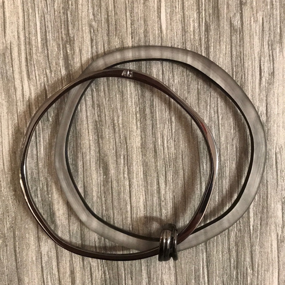 Alexis Bittar carved lucite metal bangle bracelet